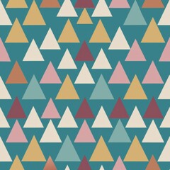 Seamless pattern of basic triangles arranged in a repeating, orderly fashion, using a limited color palette for a modern, minimalist aesthetic, Generative AI