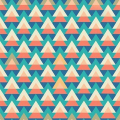 Seamless pattern of basic triangles arranged in a repeating, orderly fashion, using a limited color palette for a modern, minimalist aesthetic, Generative AI