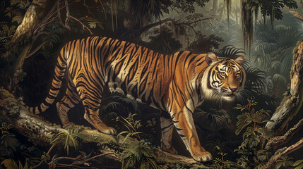 Himalaya Tiger in dotted arts