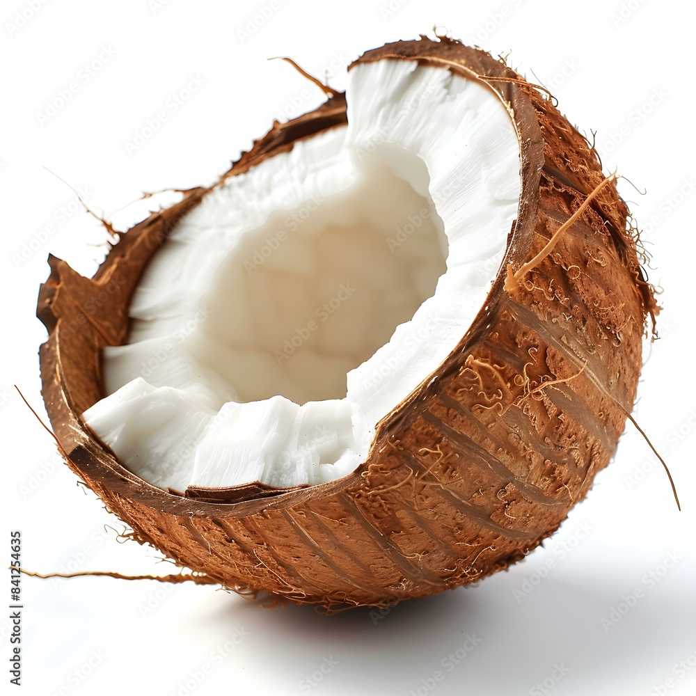 Wall mural open coconut on white background