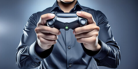 Handheld playing with a home video game controller.