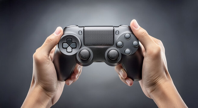 Handheld playing with a home video game controller.