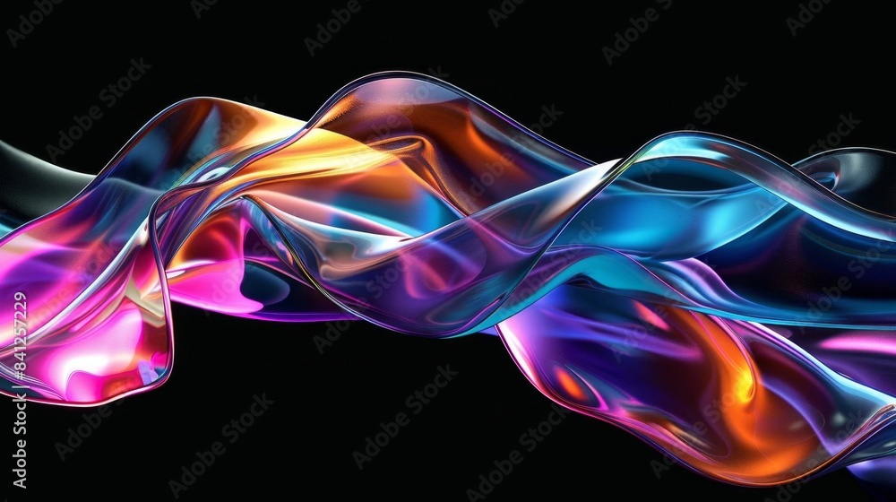 Aufkleber vibrant abstract digital wave with multicolored flowing shapes on a dark background. perfect for des