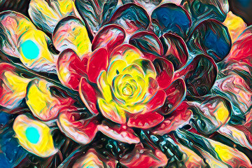 succulent plant in bloom in the vase