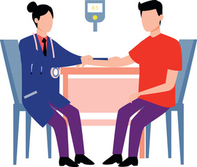 The doctor is doing sugar test on patient.