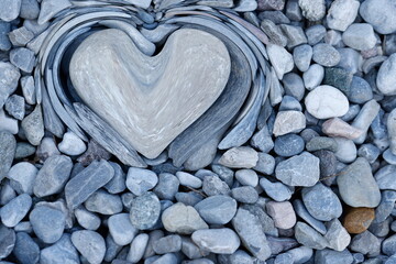 heart stones in the quay