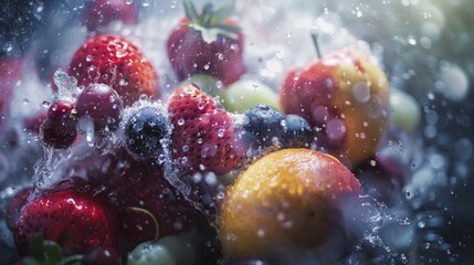A close up of a bunch of fruit under water