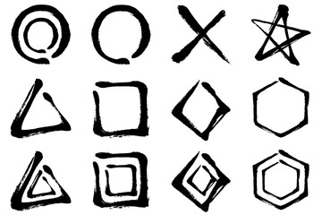 筆タッチの様々な記号のイラスト素材セット