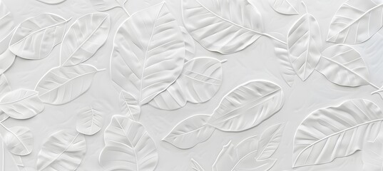 White Leaf Pattern Seamless Texture Background