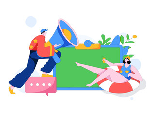 Notification announcement vector creative flat hand drawn illustration
