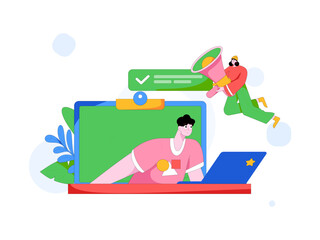 Notification announcement vector creative flat hand drawn illustration
