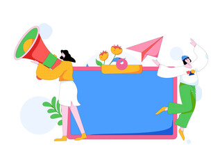 Notification announcement vector creative flat hand drawn illustration
