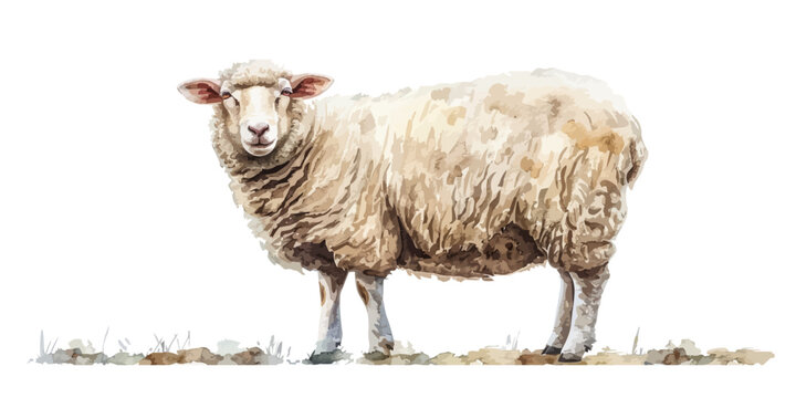 sheep in watercolor style. Isolated vector illustration