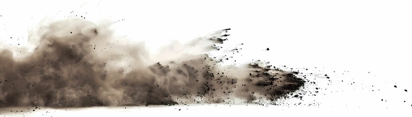 Dry soil explosion isolated on white background.Abstract dust explosion on white background.