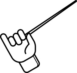 conductor baton vector outline illustration