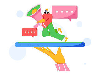 Notification announcement vector creative flat hand drawn illustration
