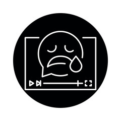 Drama film genre line black icon.