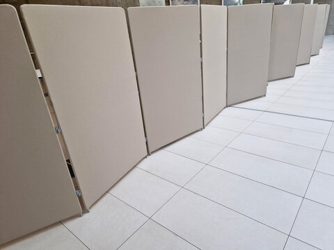 dividing partition around the open space office. soft textile surface
