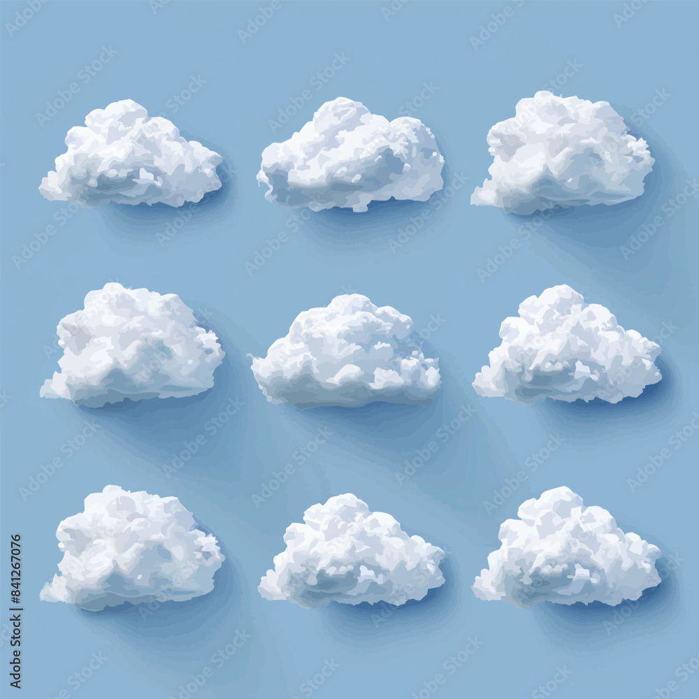 Poster a series of nine clouds are shown in various sizes and positions