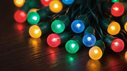 Colorful Christmas lights background image 