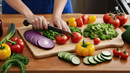 A person cutting vegetables