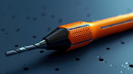 A close-up image of an orange precision tool on a dark surface, depicting attention to detail and modern design in cool tones.