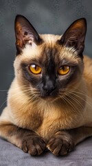 Beautiful siamese cat posing on sofa