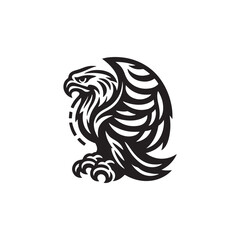 flying eagle black and white logo vector illustration