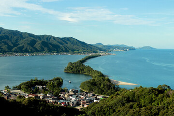 Clear sky with sea and beach in summer of Japan