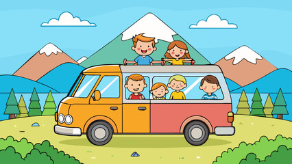 happy family road trip on a car