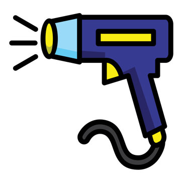 blue heat gun icon with yellow accents clip art preview