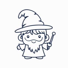 wizard character cartoon vector illustration,