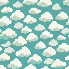 Fototapeta premium Seamless pattern of cute clouds with subtle shading, Generative AI