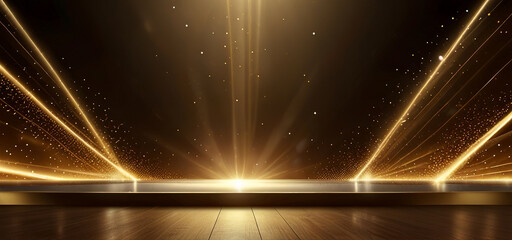 Luxury gold award night background, gold lines decoration and lights