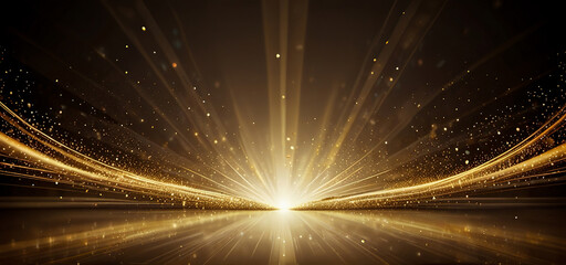 Luxury gold award night background, gold lines decoration and lights