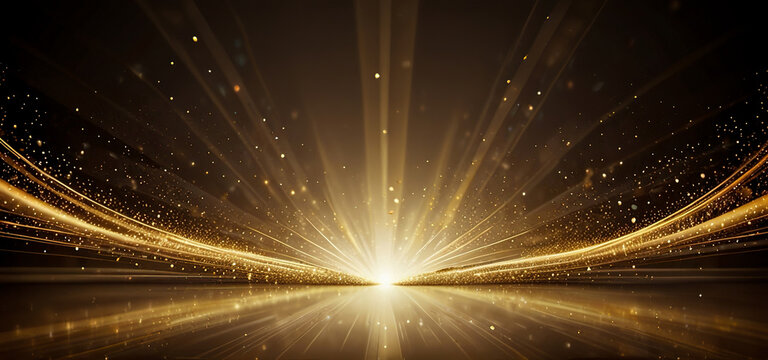 Luxury gold award night background, gold lines decoration and lights