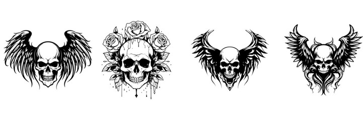 Black and white silhouette of skull tattoo