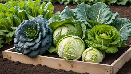 Fresh cabbage in the garden