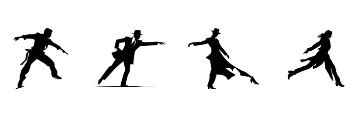 silhouettes of dancing people