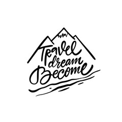 Travel, Dream, and Adventure Inspire this HandDrawn Logo with Mountains and Naturethemed Design