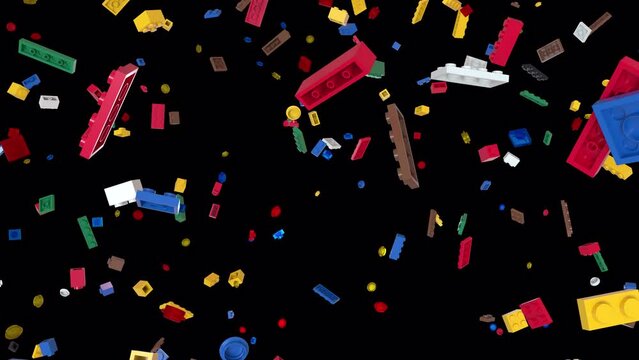 Dynamic animated Colorful building blocks transition,filling the screen from the side than the elements explode 