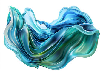 Abstract 3D fluid shape in blue and green colors