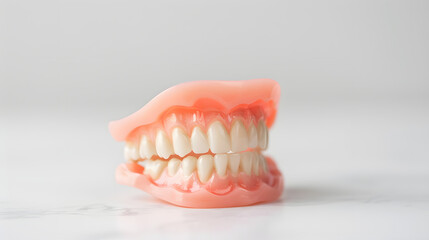 Obraz premium beautiful removable denture teeth on a white background