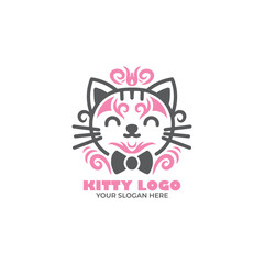 Cute Kitty Logo Branding Design
