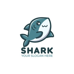 Simple Cute Shark Logo Vector Design