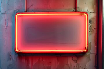 Neon Sign on White Brick Wall Background in Urban Setting