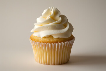 Vanilla cupcake with creamy white frosting