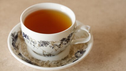 Cup of tea on table art illustration design