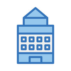 Building icon duotone blue illustration