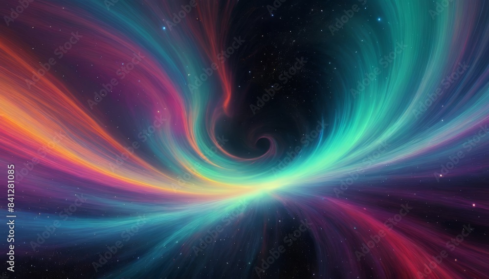 Poster a mesmerizing digital artwork depicting a vibrant spiral galaxy with swirling colors in a deep space
